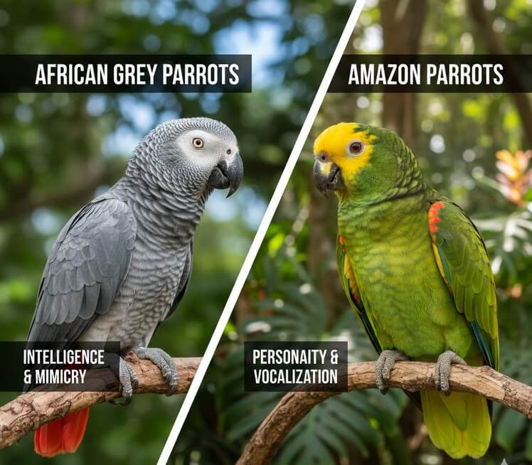 African Grey Parrots vs Amazon Parrots